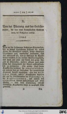 X. Von der Blutung aus der Gebährmutter, die von einer krampfhaften Einklemmung der Nachgeburt entsteht.
