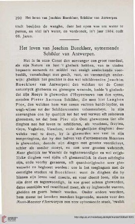 Het leven van Joachim Buecklaer, uytnemende Schilder van Antwerpen