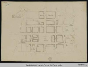 Plan zur Umgestaltung des historischen Stadtzentrums von Florenz: Piazza Vittorio Emanuele (Maßstab 1 : 1250)