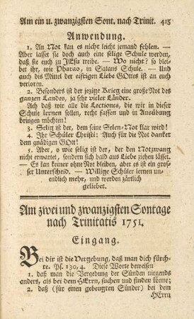 Am zwei und zwanzigsten Sontage nach Trinitatis 1751