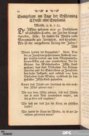 Evangelium am Tage der Erscheinung Christi oder Epiphaniae.