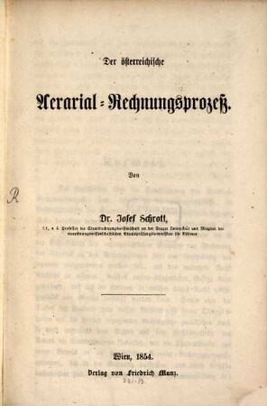 Der österreichische Aerarial Rechnungsprozeß