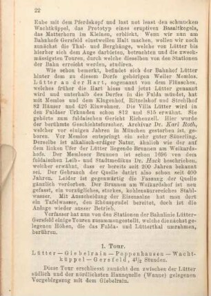 1. Tour. Lütter - Giebelrain - Poppenhausen - Wachtküppel - Gersfeld, 4 1/2 Stunden.