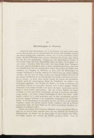XII. Michelangelo in Florenz.