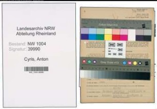 Entnazifizierung Anton Cyris , geb. 02.01.1906 (Gelderheber)