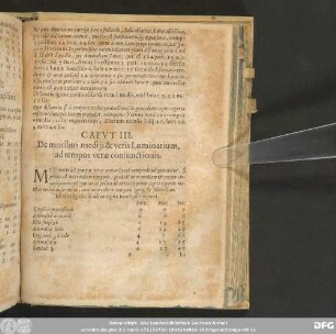Caput III. De motibus mediis & veris Luminarium, ad tempus verae coniunctionis.