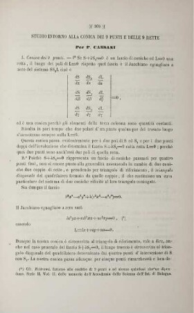 Studio intorno alla conica dei 9 punti e delle 9 rette.