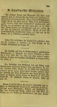 D. Lausitzische Miscellen