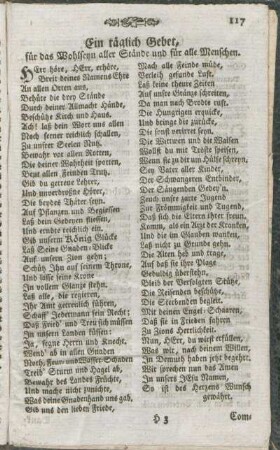 Ein täglich Gebet, für das Wohlseyn aller Stånde und für alle Menschen.