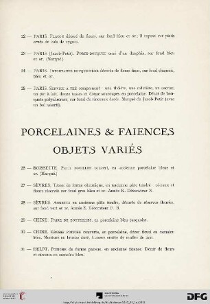 Porcelaines & faiences - Objets variés (Nr. 26-45)
