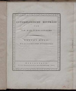 Entomologische Beyträge :Erstes Heft ; Mit 10 illum. Kupfertafeln