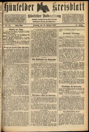 Erste Ausgabe vom Dienstag, den 22. Februar 1927.