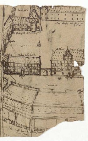Kaufungen, ehem. Kloster (Stift), südöstlicher Vorhof von Osten