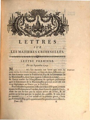 Oeuvres De M. Le Chancelier D'Aguesseau, 9. Contenant Les Lettres sur les matieres criminelles & sur les matieres civiles