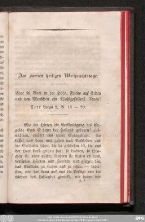 Am zweiten heiligen Weihnachtstage.