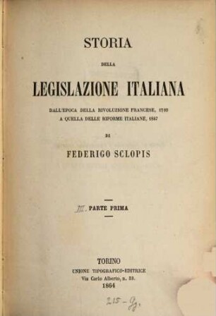 Storia della legislazione italiana, 3,1