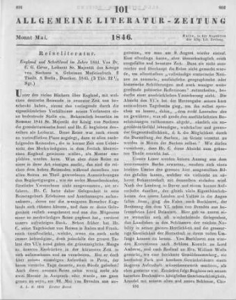 Carus, C. G.: England und Schottland im Jahre 1844. Berlin: Duncker 1845