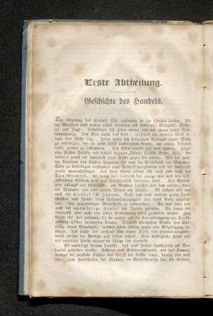 Erste Abtheilung. Geschichte des Handels.