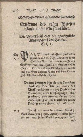 Erklärung des ersten Briefes Pauli an die Thessalonicher.