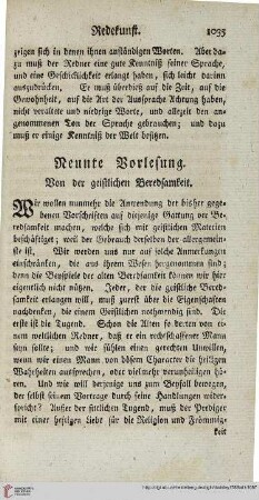 Neunte Vorlesung: Von der geistlichen Beredsamkeit