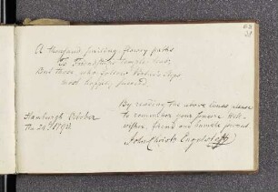 John Christ[ian] Engelstoff. – Incipit: A thousand smiling flowry paths. – Hamburg, 24.10.1793