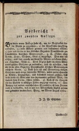 Vorbericht zur zweyten Auflage.