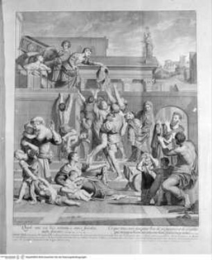 Raccolta de' quadri ... posseduti da S.A.R. Pietro Leopoldo, Florenz 1778, Tafel 85: Die Heilige Cäcilie verteilt Kleidung an die Armen