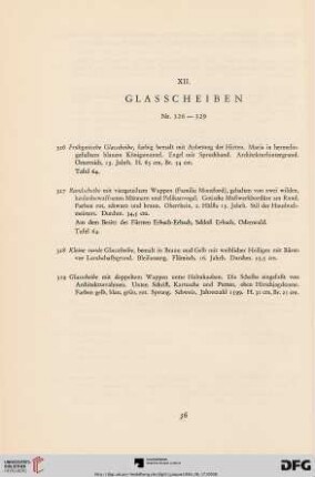XII. Glasscheiben (Nr. 326-329)