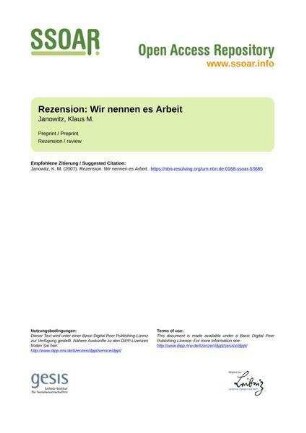 Rezension: Wir nennen es Arbeit