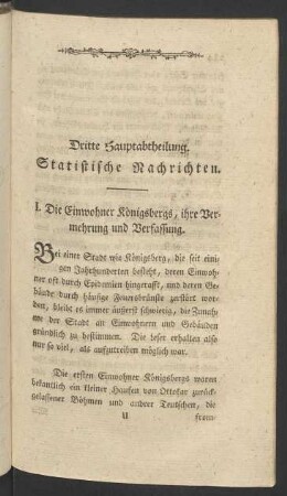 Dritte Hauptabtheilung. Statistische Nachrichten