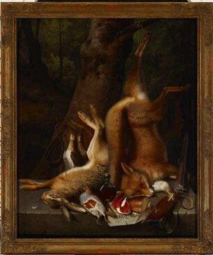 Jagdstilleben mit Fuchs und Hase