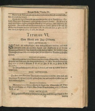 Titulus VI. Vom March und Zug-Ordnung.