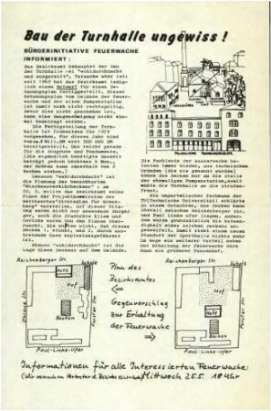 Flugschrift: Bau der Turnhalle ungewiss! 1977
