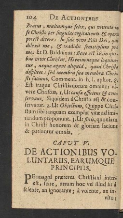 Caput V. De Actionibus Voluntariis Earumque Principiis.