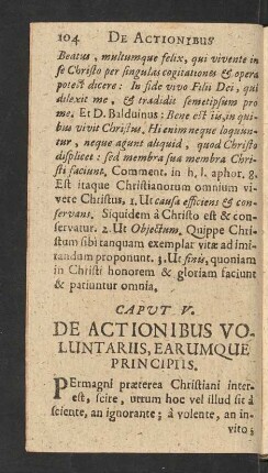 Caput V. De Actionibus Voluntariis Earumque Principiis.