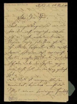 Brief von Caroline (Hessen-Kassel, Prinzessin) an Johann Marius Friedrich Schmidt