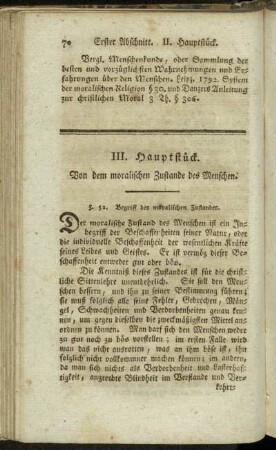 III. Hauptstück. Von dem moralischen Zustande des Menschen.