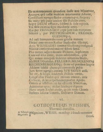 VI. Gothofredus Weissius, Thorunio-Borussus.