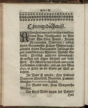 Ehrengedächtniß.