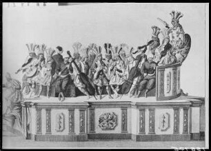 Dresden, Karussell-Rennen 1709: Musikerwagen mit Musikanten in römischer Tracht