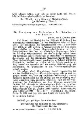 Benutzung von Kleinbahnen bei Dienstreisen von Beamten : [A. Behörden und Beamte]
