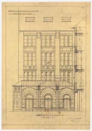 Warenhaus Wertheim, Rosenthaler Straße/Sophienstraße, Berlin 3. Bauabschnitt: Hofansicht des III. Hofs, 1:50