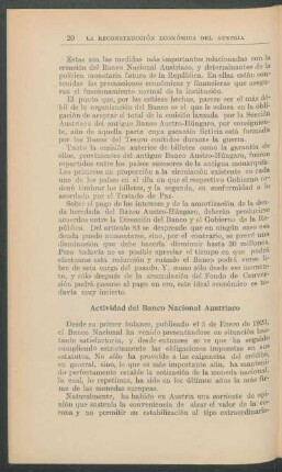 Actividad del Banco Nacional Austriaco