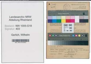 Entnazifizierung Wilhelm Gerlich , geb. 30.10.1913 (Schuhmacher)