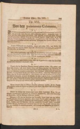 Tit. XVI. Von dem Iuramento Calumniae.