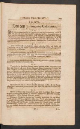Tit. XVI. Von dem Iuramento Calumniae.