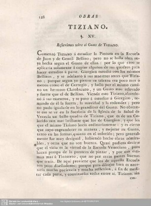 TIZIANO. §. XV. Reflexiones sobre el Gusto de TIZIANO.