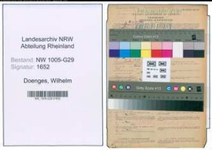 Entnazifizierung Wilhelm Doenges , geb. 14.01.1899 (Bahnsekretaer)