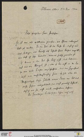 Brief von Ferdinand Tönnies an Heinrich Rickert