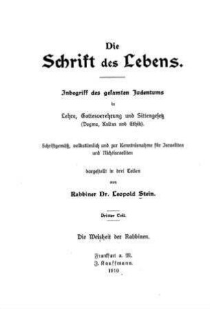In: Die Schrift des Lebens ; Band 3